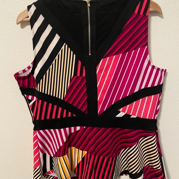 Worthington Womens Top XL Pink Black Striped Zipper In Back - Picture 5 of 6